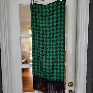 Houndstooth Scarf Green And Black Rectangular